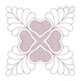 Floral Heart Pattern Quilt Block Embroidery Design
