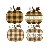Plaid Pattern Pumpkin Split Frame SVG Cuttable Designs