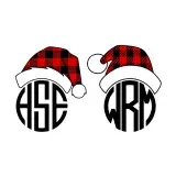 Plaid Santa Hat Monogram Frame SVG Cuttable Designs