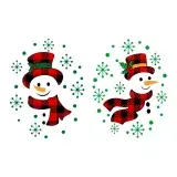Plaid Pattern Holly Snowman SVG Cuttable Designs