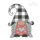 Plaid Female Gnome Embroidery Design