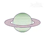 Planet with Circle Ring Embroidery Design