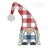 Plaid Braids Female Gnome Embroidery Design