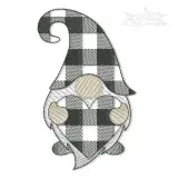 Valentine's Day Plaid Gnome Heart Embroidery Design