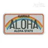 Hawaii Aloha State Rainbow Car Plate Embroidery Design