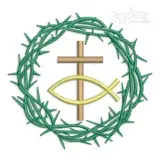 Ichthys Thorn Cross Fish Embroidery Design