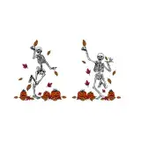Autumn Fall Happy Dancing Skeleton Halloween SVG Cuttable Designs