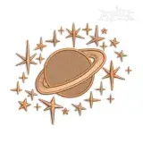 Planet with Ring and Stars Machine Embroidery Design