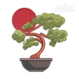 Bonsai and Sun Machine Embroidery Design