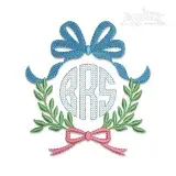 Ribbon Bow Laurel Wreath Monogram Frame
