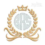 Crown Laurel Wreath Frame Machine Embroidery Design