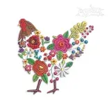 Floral Chicken Hen with Flowers Machine Embroidery Design - Farming Farm