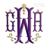 Nola LSU Purple Lettering Crown Monogram Machine Embroidery Font