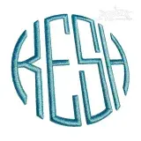 3D Puff 4 Letter Circle Round Monogram Machine Embroidery Font