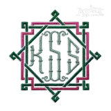 Rattan Pattern Monogram Frame Machine Embroidery Designs
