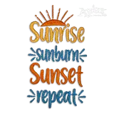 Sunrise Sunburn Sunset Repeat Embroidery Design