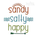 Sandy Salty Happy Beach Ocean Idea Machine Embroidery Design by Apex