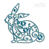 Floral Easter Bunny Rabbit Machine Embroidery Design - Apex