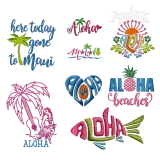  Hawaii Aloha Mahalo Beach Embroidery Designs by Apex All
