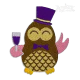 New Year Party Owl Machine Embroidery Design my Apex