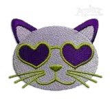 Cool Cat with Heart Sunglasses Machine Embroidery Design | Apex