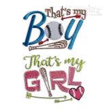 That's My Girl Boy Baseball Softball Machine Embroidery Design