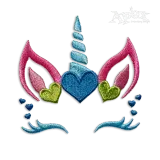 Unicorn with Shabby Hearts Machine Embroidery Design | Apex