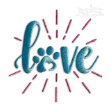 Love Word with Pet Dog Paw Print #2 Machine Embroidery | Apex