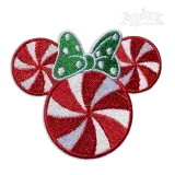 Christmas Peppermint Candy Mouse Head with Bow Embroidery Designs