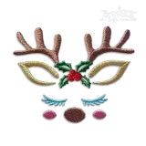 Cute Holly Christmas Santa Reindeer Machine Embroidery Design 