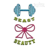 Beast and The Beauty Gym Workout Machine Embroidery Design