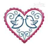 Lover Birds Couple Heart Shaped Machine Embroidery Design | Apex