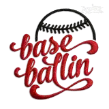 Baseballin' Baseball Sports Machine Embroidery Design