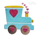 Train with Hearts Valentine Day Machine Embroidery Design | Apex