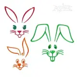 Simple Outline Rabbit Face Bundle Machine Embroidery Design
