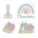 Kid School Supplies Rainbow Sketch Machine Embroidery Apex Designs All
