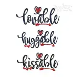 Love Hug Kiss Machine Embroidery
