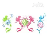 Mermaid Monogram Machine Embroidery Design by Apex All