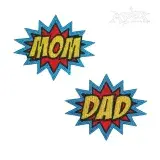 Superhero Words Mom and Dad Pack Embroidery Design - Apex