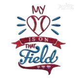 My Heart is on that Baseball Field Machine Embroidery Designs