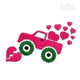 Valentine Day Monster Truck Machine Embroidery Design - Apex