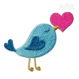 Valentine Love Bird with Heart Machine Embroidery Design Digitized