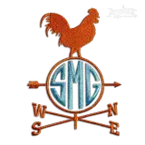 Wind Weather Vane Weathercock Farm Rooster Embroidery Design