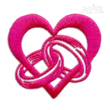 Wedding Rings in Heart Shaped Machine Embroidery Design Digitized 