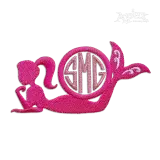 Mermaid Silhouette Monogram Embroidery Frames by Apex Digitizing