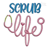 Scrub Doctor Life Stethoscope Machine Embroidery Design Digitizing
