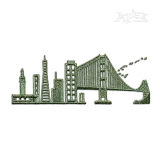San Francisco Skyline with Golden Gate Bridge Machine Embroidery Design by Apex