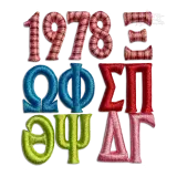 Greek College Fraternity 3D Puff Machine Embroidery Font by Apex Digitized