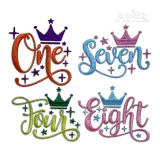 Princess Crown Birthday Number Wording Pack Machine Embroidery Design by Apex All