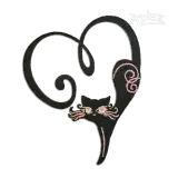 Cat Heart Machine Embroidery Design by Apex Digitized